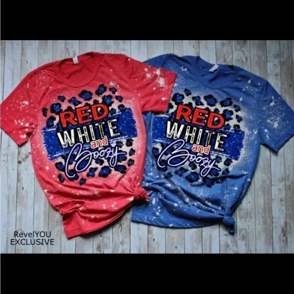 Red White and Boozy bleach washed Tee - Large - Picture 1 of 5